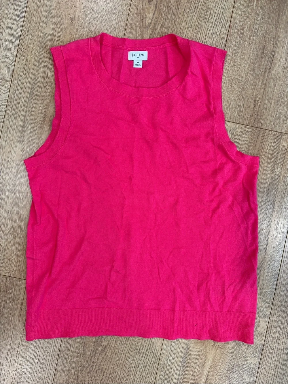 J.Crew Bright Pink Cotton Sleeveless Sweater Tank Top Medium